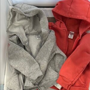Simple Gray and Pink Full-Zip Hoodies Sweatshirts